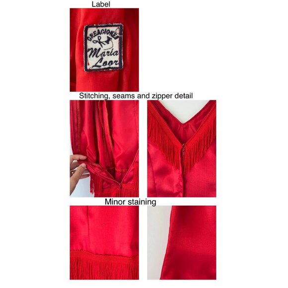 1920s style 60s vintage red flapper silky fringed trim dance costume party dress - Picture 9 of 9